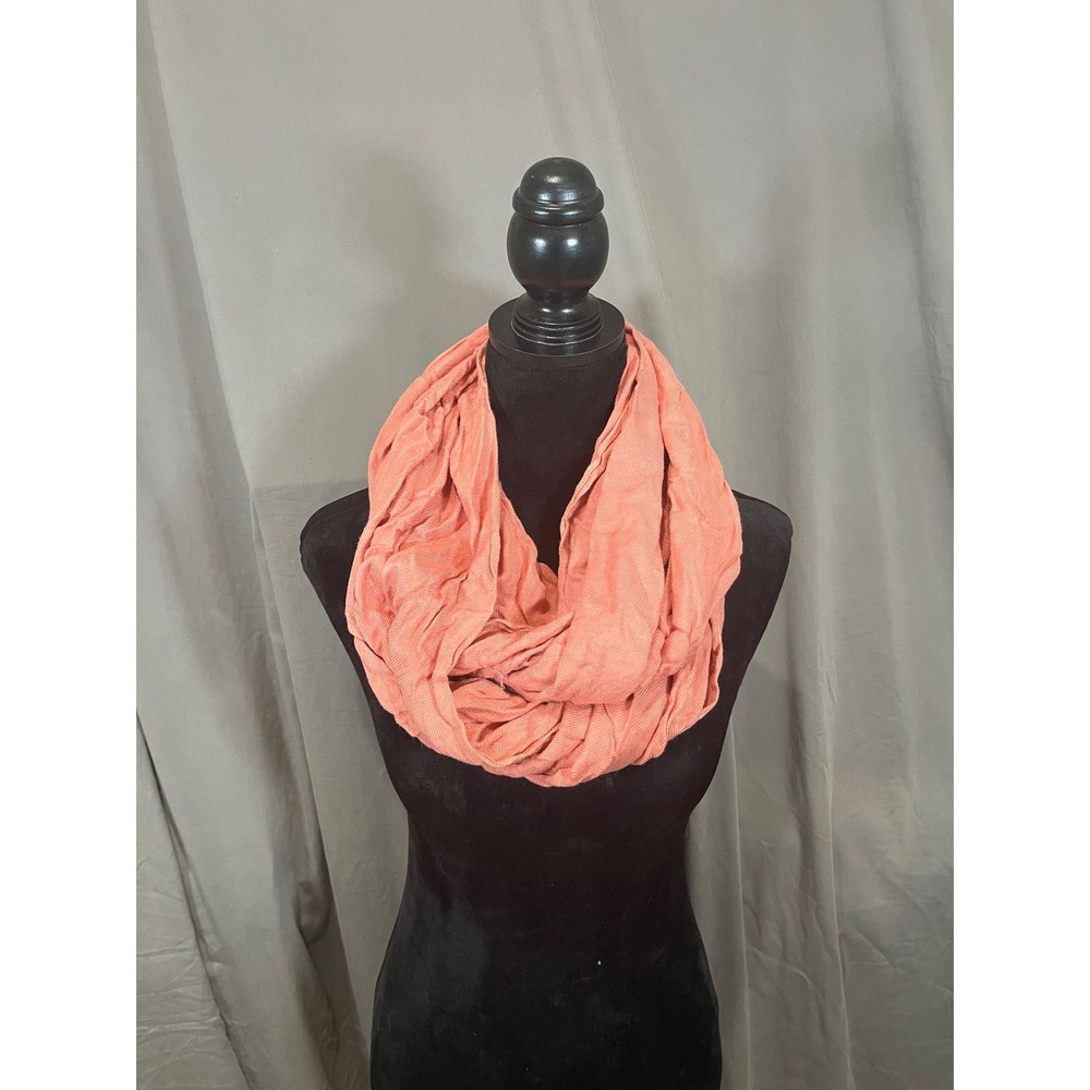 Unbranded Coral Pink Lightweight Crinkle Texture Infinity Circle Scarf Womens